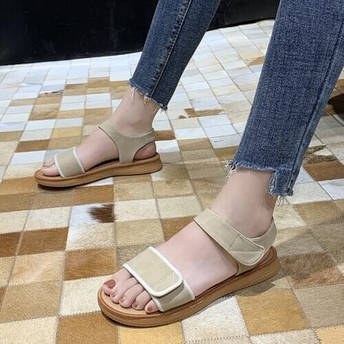 Fairy wind sandals female 2020 new fashion wild soft bottom shoes comfortable Velcro increased non-slip Roman shoes Z753
