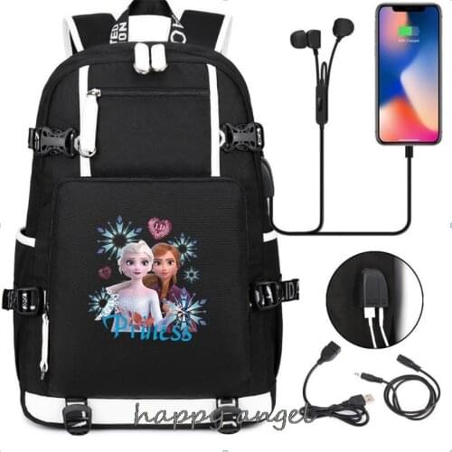 Disney Frozen Elsa Cosplay Mens Backpack Vintage Women Canvas Backbag Large Capacity Travel Bags Laptop Mochila Feminina