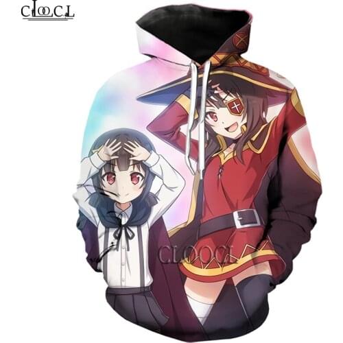 HX Anime Girl Megumin Konosuba 3D Print Oversized Hoodie Men Tracksuit Autumn Long Sleeve Pullover Fashion Tops Drop Shipping