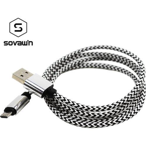 Sovawin 1M Micro USB Cable Nylon Woven Charge Cords 4 Colors Microusb For Samsung S3 S4 S5 For HTC For All Android Phones