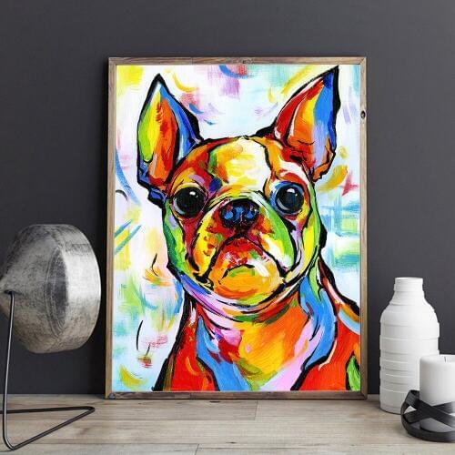HDARTISAN Wall Art Picture Canvas Print oil painting Animal French Bulldog Picture For Living Room Home Decor No Frame