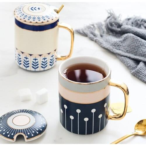 Ceramic Mugs Tea Milk Coffee Cup With Lid Kitchenware KTV Office Water Goblet Birthday Present Wedding Gift Unique Design 320ML