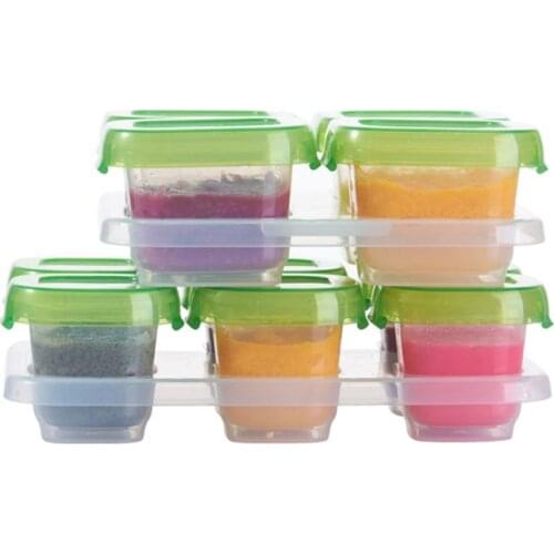 6 Pcs Baby Plastic Food Containers Mini Weaning Freezing Pots Boxes Cube Freezer Storage Box