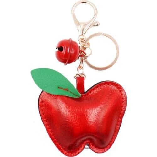Creative Apple key fodder PU leather bag pendant personality leather bell car key fodder pendant gift