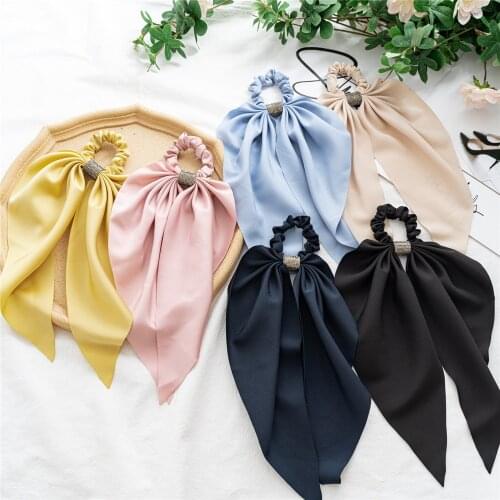 MueRaa Solid Color Ribbon Women Girls Rhinestone Hair Ties Scrunchies Hair Accessories Fashion Cross Headband Elastic Hairband