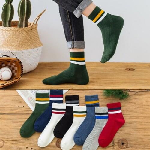 Mens tube socks autumn and winter pure cotton stockings fashion brand high tube socks sports socks stripes