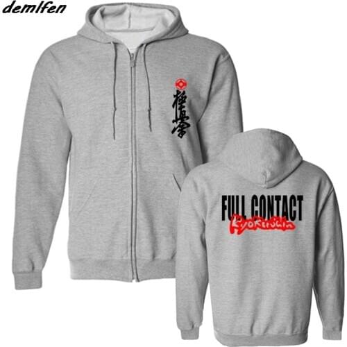 New Mas Oyama Full Contact Karate Kyokushin Kai Kan Japa Kanji Symbol Hoodie Men Fleece Hoody Sweatshirt Hip Hop Jacket Coat