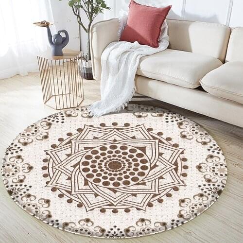 New Good Quality Mandala Style Non-Slip Round Flannel Carpet For Floor Mat Living Room Carpet Area Bedroom Decor Rug Anti-slip