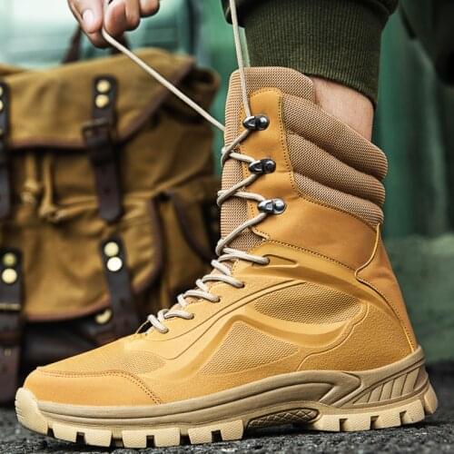 Autumn Winter Outdoor Shoes Men Hiking Boots Military Combat Hunting Boots High Top Trekking Sports Mountain Climbing Sneakers