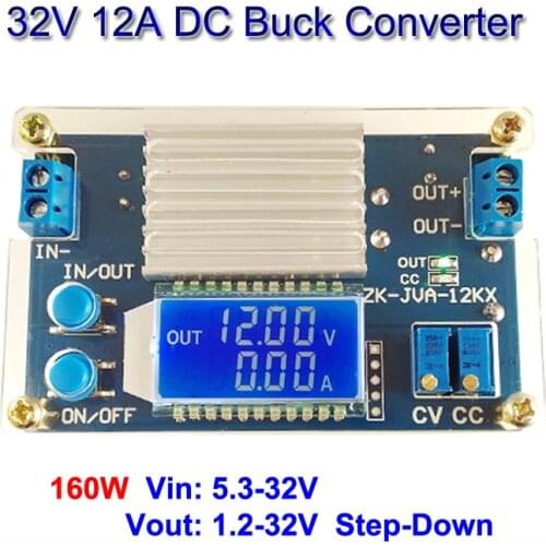 32V 12A DC DC Buck Converter CC CV Variable DC Power Supply Module Digital LCD Adjustable Voltage Regulator Voltmeter Step-Down