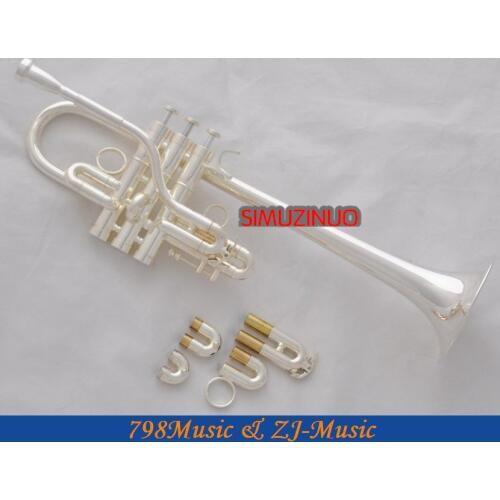 Professional New Silver Plated Eb/D Trumpet horn 3 Monel Valves With Case
