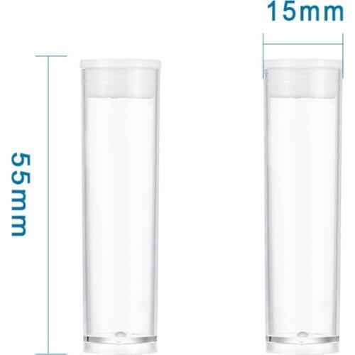 50pcs Clear Plastic Beads Storage Bottles with White Lids Containers for Jewelry Making about 7~8ml 55mm long 15mm wide