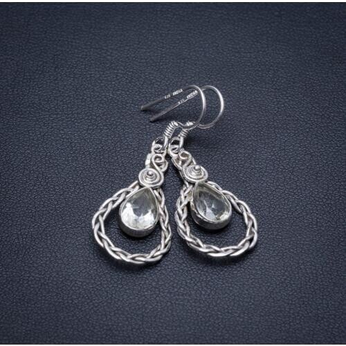 Natural Green Amethyst Handmade Boho 925 Sterling Silver Earrings 1 1/2" S1524