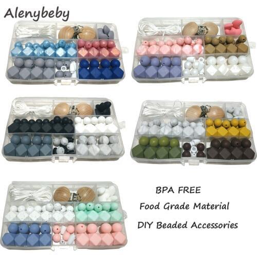Silicone Hexagon Bead Teether DIY Handmade Mom Jewelry Charm Pendant Necklace Teething Accessories Baby Nuring Gifts Toys