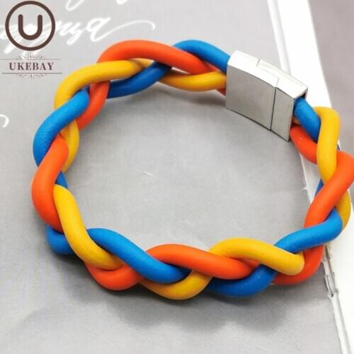 UKEBAY New Multicolor Rubber Bracelets Women Handmade Jewelry Designer Luxury Bangles Gothic Jewellery Accessories Party Bangles