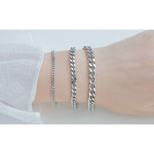 Vintage Bracelet For Men Women Link Chain Stainless Steel Bracelets Double Curb Chains Fashion Jewelry For Men