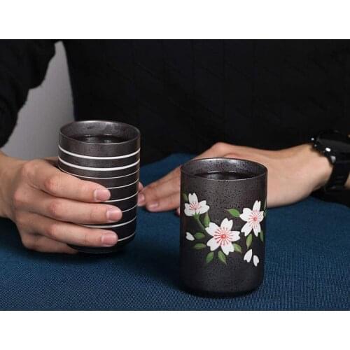 Japanese Hand Painted Ceramic Cups Coffee Tea Cup Retro Sake Cup Wine Water Mugs for Household Office Restaurant