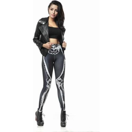 Hot Style Sexy Legging Black Leggins Leg Bone Skeleton Skull 3d Digital Printed Legins Women Leggings Pants