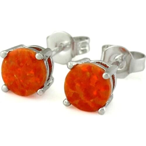 Amazing Color Orange Fire Opal Stud Earrings for Women OE54