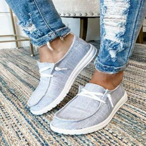 2021 Women Sneakers Canvas Shoes Solid Leopard Breathable Casual Sneakers Woman Flats Spring Lace Up Round Toe Women Flat Shoes