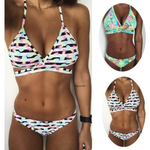 Womens Swimsuit Push-Up Padded Floral Bandage Padded Bra Bra Bikini Set Summer Womens Swimsuit Tops