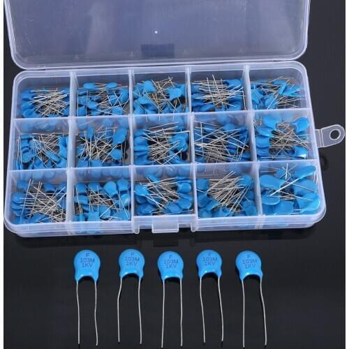 1 box of 15 value 300pcs high voltage ceramic capacitors assorted boxes