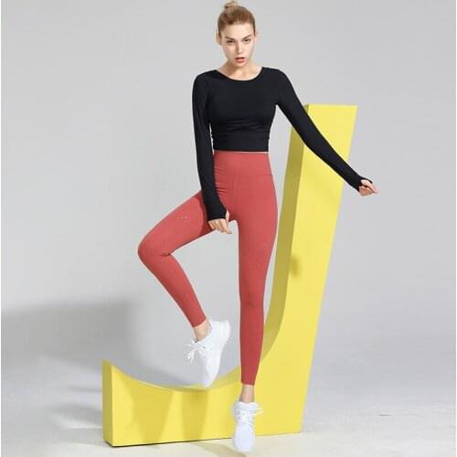 2020 Womens Leadership Yoga Clothes Womens Suit Sports Long Sleeve Tights High Waist Hip Lift Workout Pants Two-Piece Suit