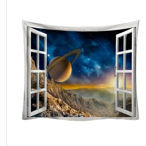 3D window, galaxy, outer space, star, space, home decor, removable wall stickers