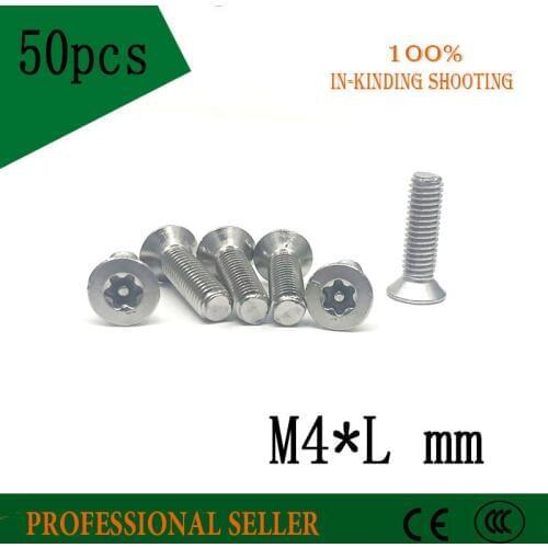 50pcs M4*L mm 304 Stainless steel Inner Six-point Star Socket countersunk head security screw with column machine screw