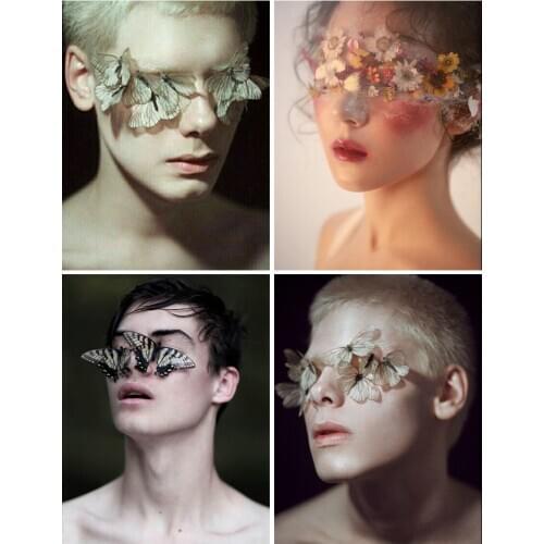 5D Diamond Embroidery Full Round Diamond Painting Flowers And Butterfly On Face Picture Rhinestone Diamond Mosaic Crafts Gift