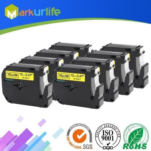 8 PCS/Lot 12mm*8m M-K631 Compatible Brother M Tapes Label cartridge M-K631 MK631 M631 for Brother P touch printer PT100 PT65