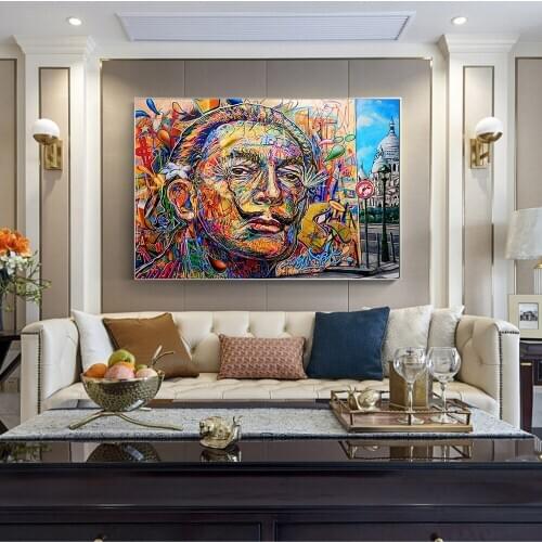 Abstract Dali Graffiti Art Canvas Paintings On the Wall Art Posters And Prints Street Art Canvas Pictures Living Room Home Decor