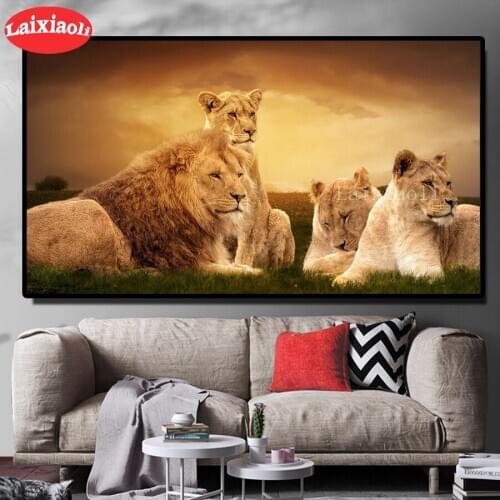 Diamond painting lions family painting 5d diy handmade embroidery with diamond kits full square/round drill mosaic home decor