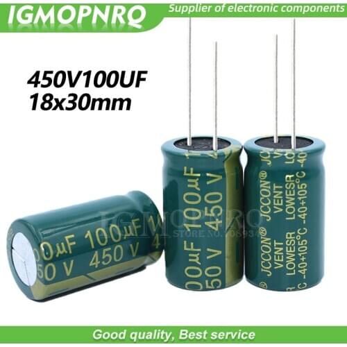 2PCS 450V100UF 18*30mm igmopnrq Aluminum electrolytic capacitor high frequent low impedance 18x30mm
