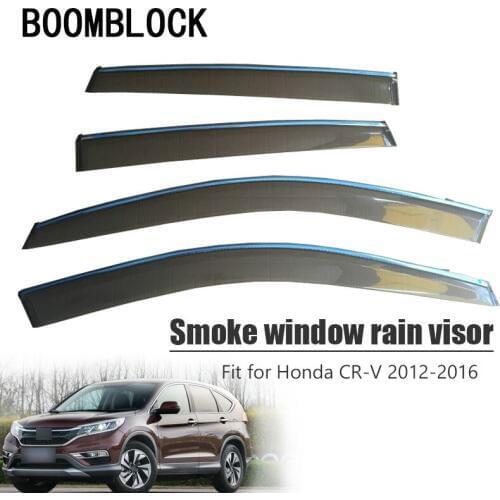 BOOMBLOCK Car Covers Window Visor Sun Rain Wind Deflector Awning Shield ABS For Honda CR-V Honda CRV 2012 2013 2014 2015 2016