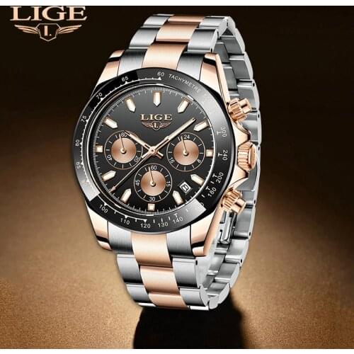 2021 New LIGE Top Brand Men Quartz Wristwatch Luxury Waterproof Sports Watch Male Clock Chronograph Watch Mens Relogio Masculino
