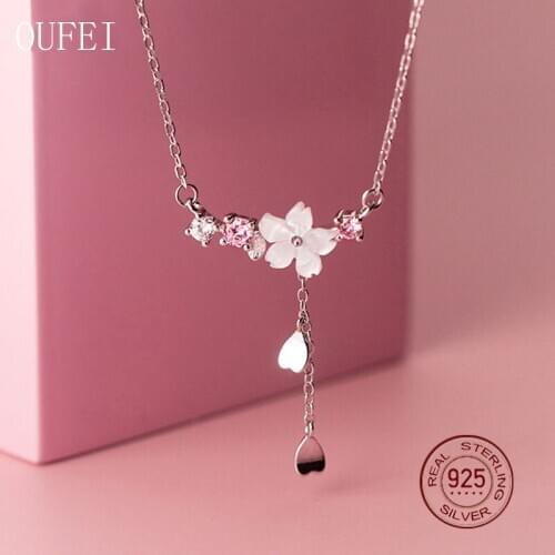 Zircon Flower Necklace Heart Chain Real 925 Sterling Silver Necklace Women Charm Fine Jewelry Luxury Accessories Girl Gift