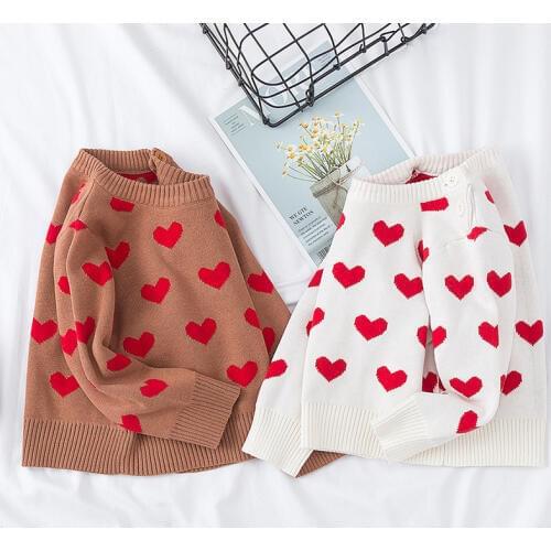 Children Knitted Sweaters Love Printing Autumn Winter Pullovers O-neck Cotton Kids Clothing Causal Boys Girls Pullover Sweater