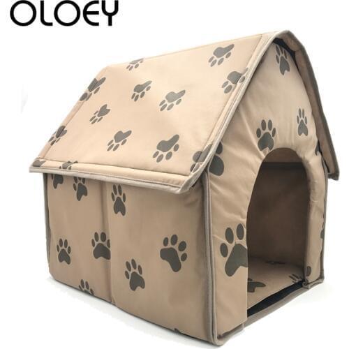 Dog House Kennel Fashion Striped Removable Cover Mat Dog Beds For Small Medium Dogs House Sleeping Bed Pet Beds House Mat