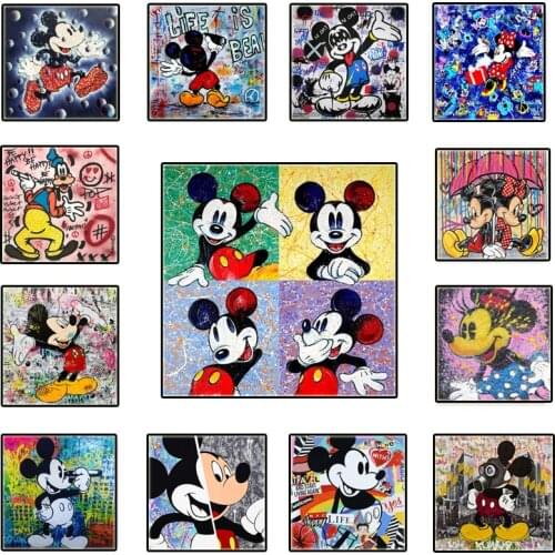 Graffiti Art Mickey Mouse Posters Disney Animated Character Street Print Cuadros Canvas Painting Wall Picture Kids Bedroom Decor