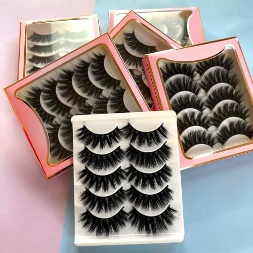10 Sets 5 Pairs/set Crisscross Thick 6D Synthetic False Eyelashes Private Label Curly Lashes Bulk Wholesale Eyelash Extension