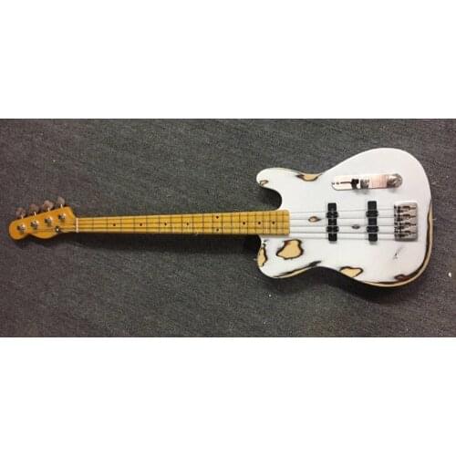 Shelly new store custom white TL bass used vintage relic faded 4 strings electric bass guitar musical instruments shop