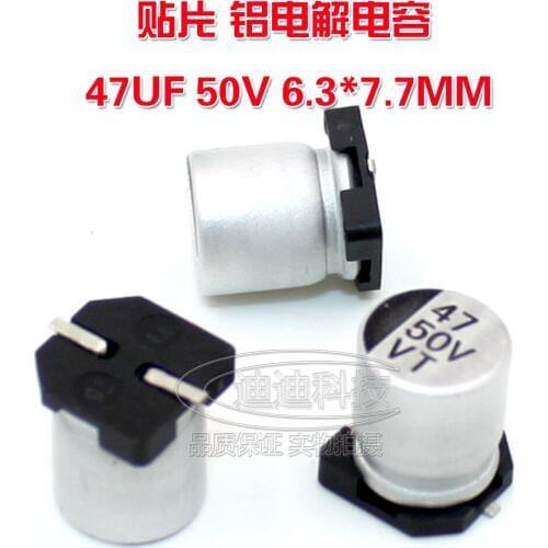 SME electrolytic capacitor 47UF 50V 6.3 * 7.7MM VT type chip polarity temperature: 105 degrees