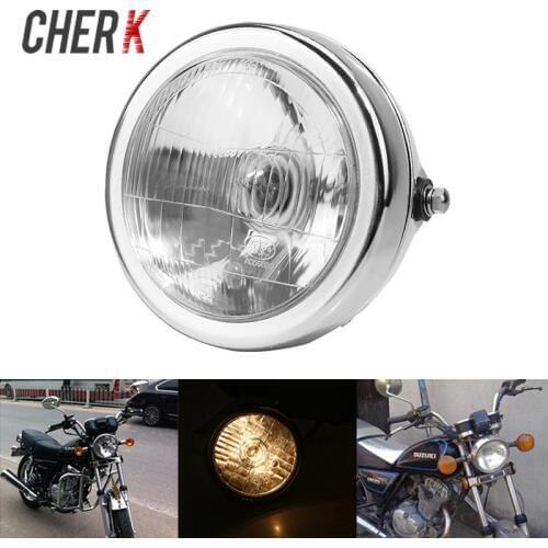 Cherk Universal Motorcycle Headlight 4300K For Harley Honda Yamaha Custom Suzuki GN 125 Motorbike Daytime Running Lights