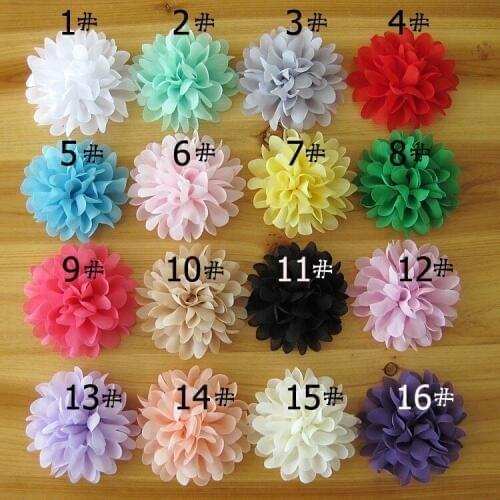 Yundfly 15pcs/lot 4" Soft Chiffon Flowers Flatback Flower for Apparel Hair Accessories Fabric Flowers for Diy Baby Headbands