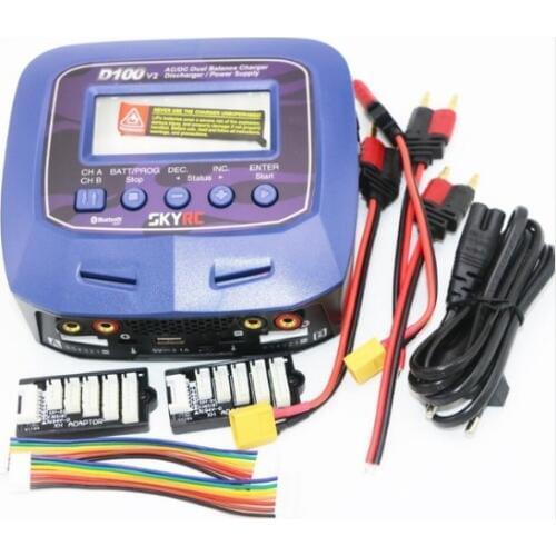 Skyrc D100 V2 Charger Twin-Channel AC/DC LiPo 1-6s 2x100W Dual with Bluetooth Balance Charger Discharge for Lipo Li-ion Battery