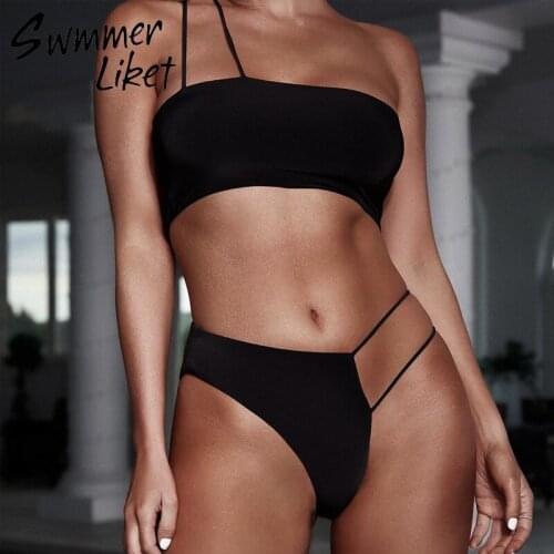 Bandeau top woman bikinis 2019 mujer bathers Leopard print swimwear women Push up swimsuit female High cut bikini set Biquini