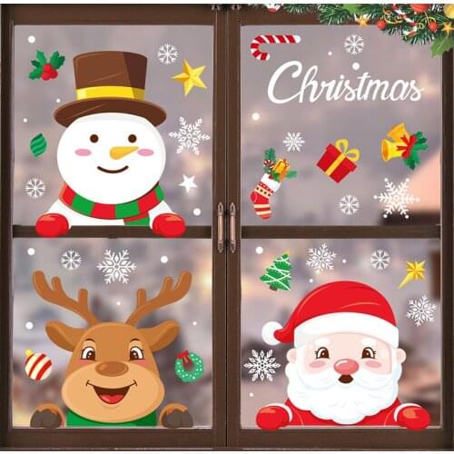2022 Christmas Wall Stickers Snowflake Glass Window Static Sticker Decals Christmas Decorations for Home New Year Gift Navidad