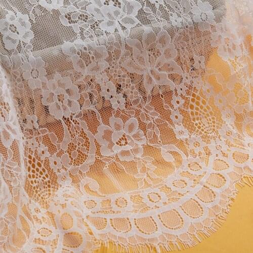 3 Meters 150cm Wide White Black Eyelash Lace Trim Fabric Flower DIY Crafts Wedding Dress Clothing Lngeire lace material Handmade