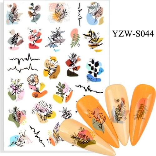 3D Nail Sticker Sketch Tree Branch Slider Nails Art Decoration Wraps Decals Design Adhesive Manicure Tips Stickers Pegatina